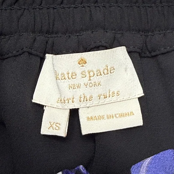 Kate Spade Purple Silk Mini Skirt Multi Floral Hydrangea Chiffon Tiered Black XS - Picture 6 of 13